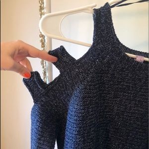 Navy Blue Cut Out Sleeve Sweater